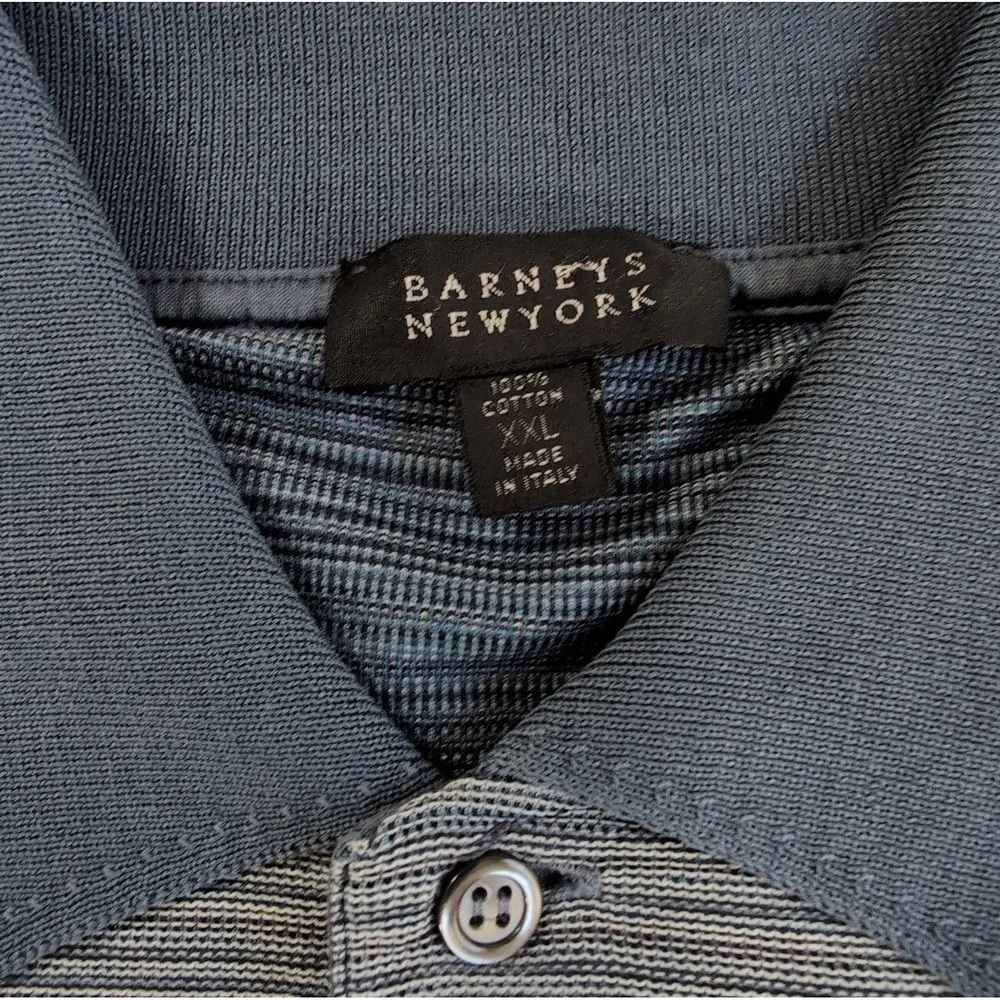 Barneys New York Polo Shirt Mens 2XL Gray Knit Made In Italy Luxury XXL